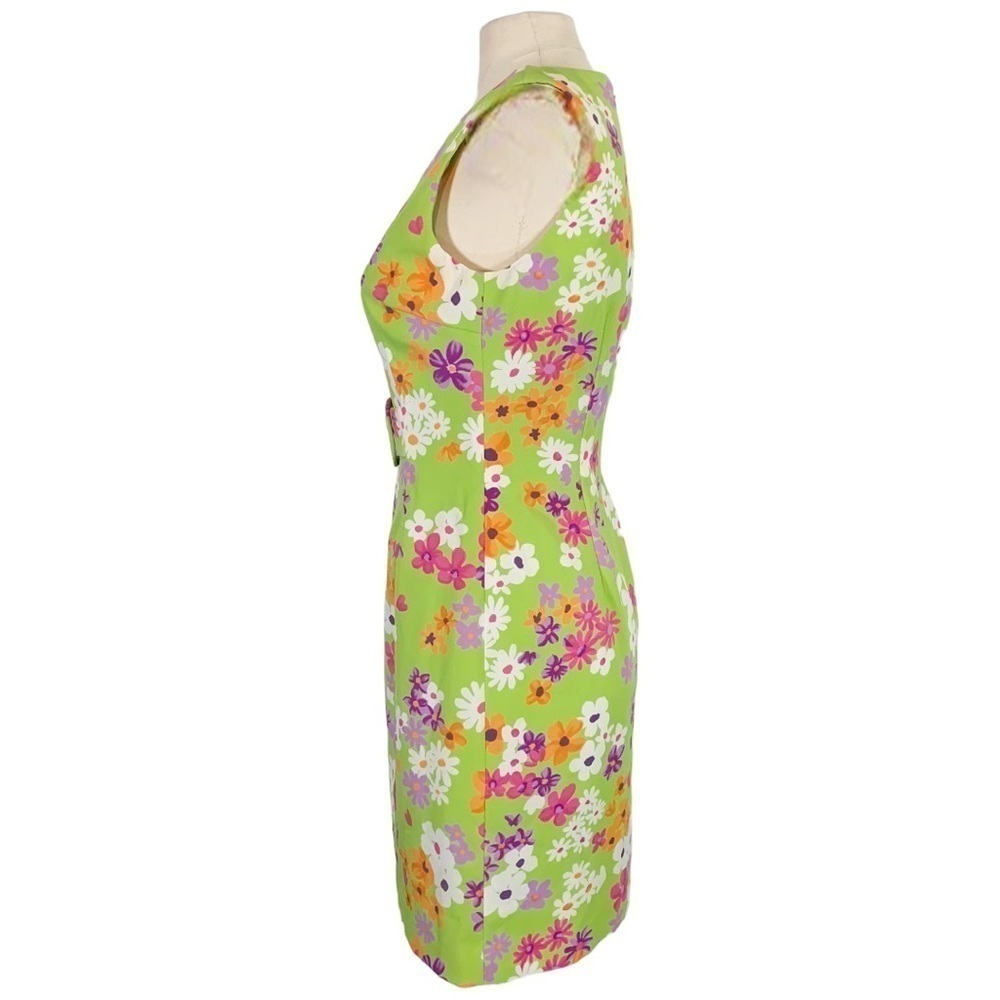 Vintage Barani Y2k Sleeveless Mini Dress Green Floral Print Size 4 - Picture 3 of 8